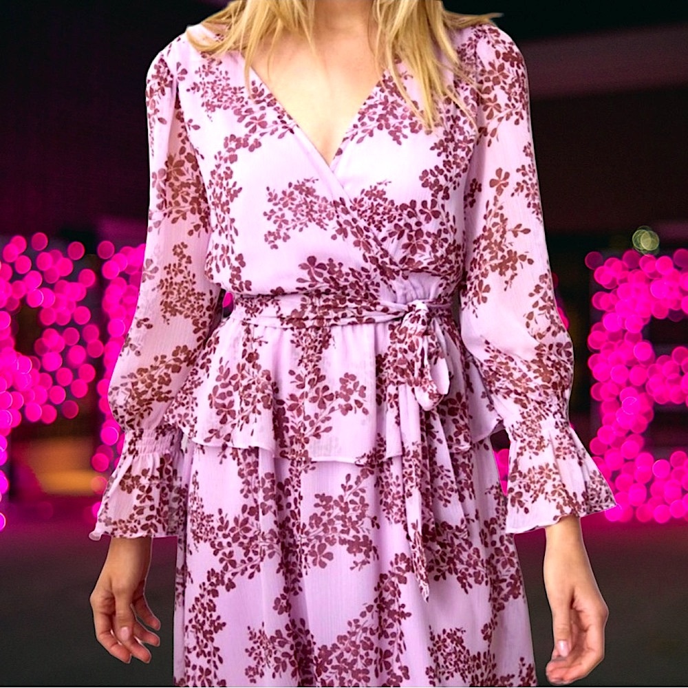 🆕LC Lauren Conrad Women’s plus-size Light Pink Floral Mini Dress❤️❤️2X